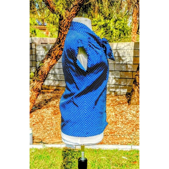 Vintage JCPenny Women's Med Polka Dot Ribbon Accent V-Neck Button-Up EUC - Picture 4 of 5